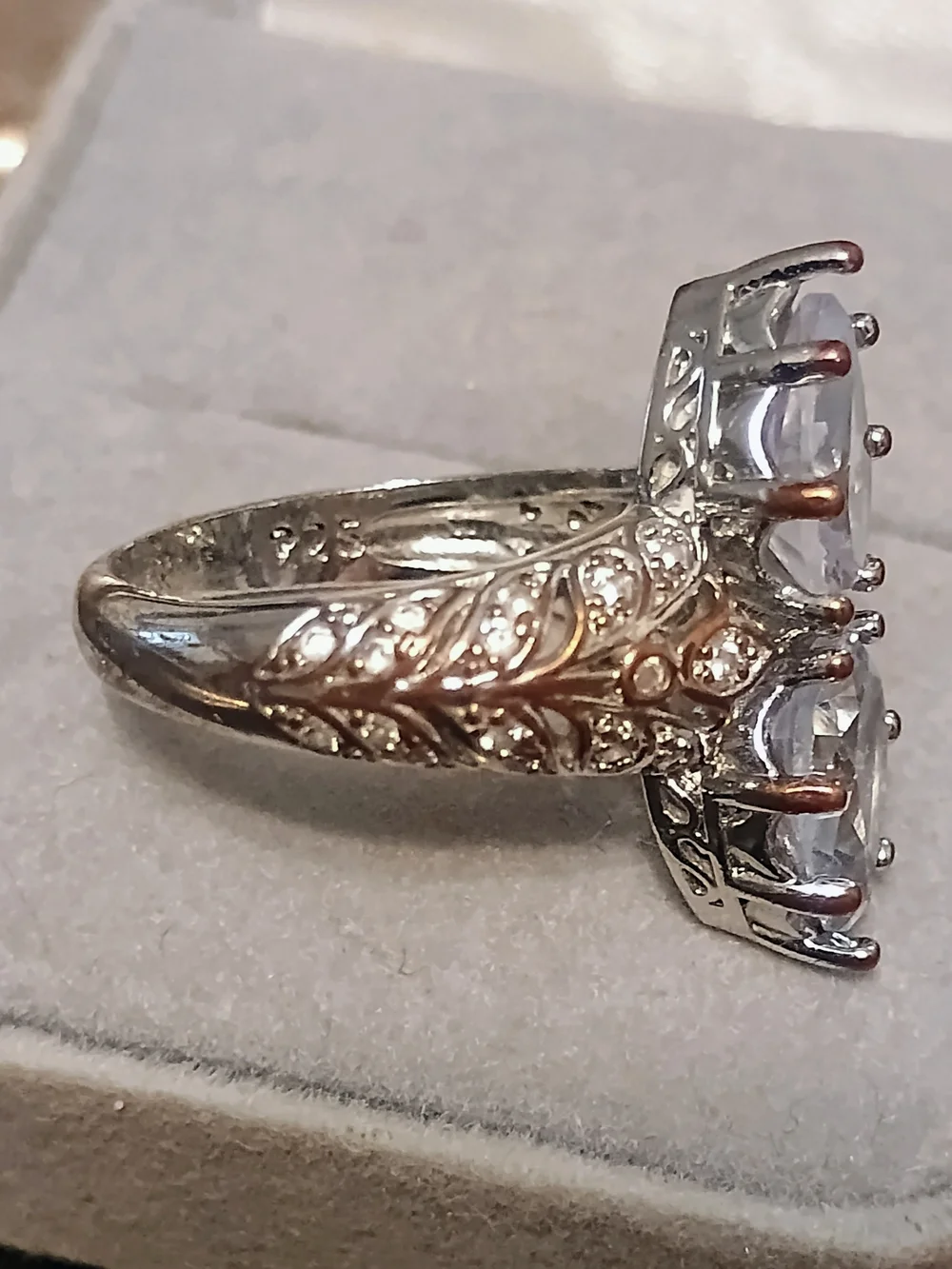 Elegant Teardrop Double Stone Ring in White Crystal and Gold
